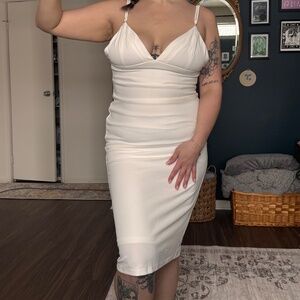 NWT Lulus "All In Favor" White Midi Dress Size L